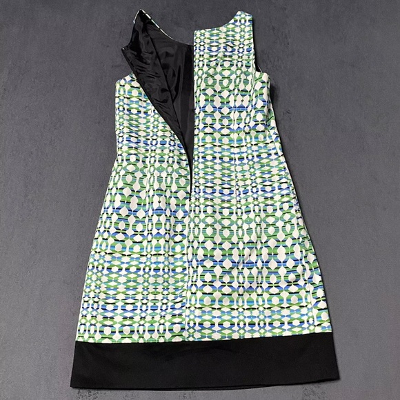 Evan Picone Sheath Womens Size 8 Dress White Blue and Green Sleeveless Geometric - Picture 3 of 7